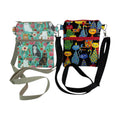 Slim phone shoulder bag with multi pockets and cat print, teen messenger phone pouch, mini clutch bag, clubbing festival bag, cat lover gift
