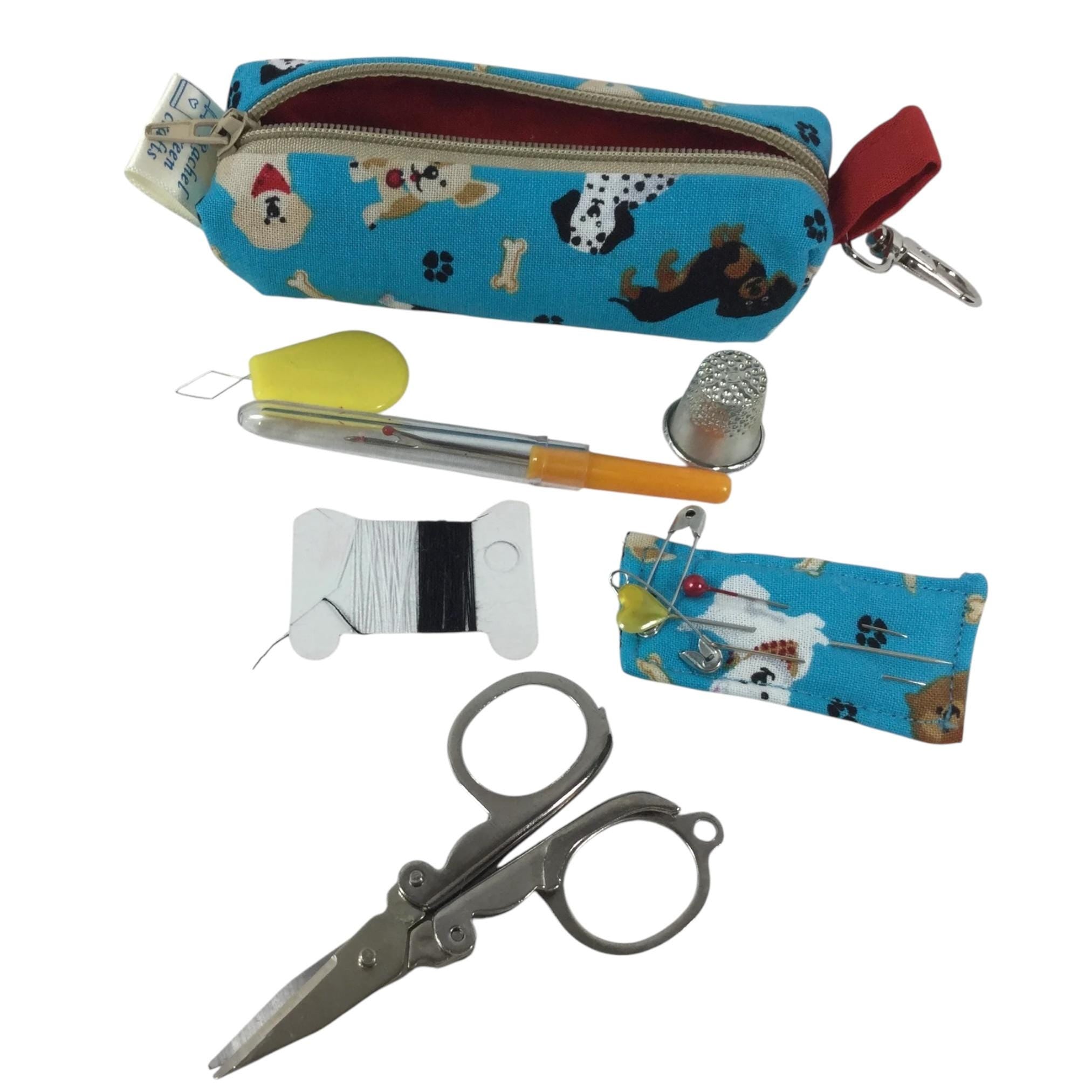 Mini sewing kit with lanyard clip,travel mending case, keyring needle case, keychain sewing notions, stocking filler, christmas gift