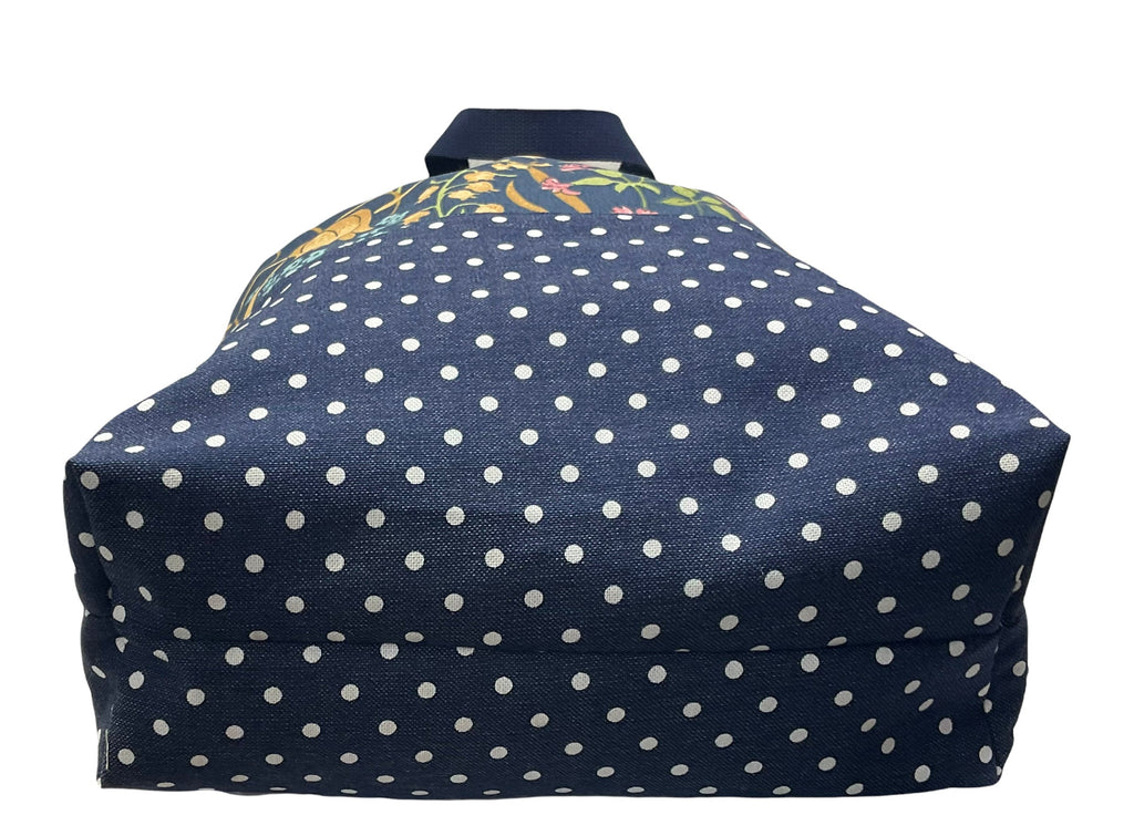 Extra Large canvas drawstring knitting bag with floral  print, multi pockets project  bag with handles, flower lover gift