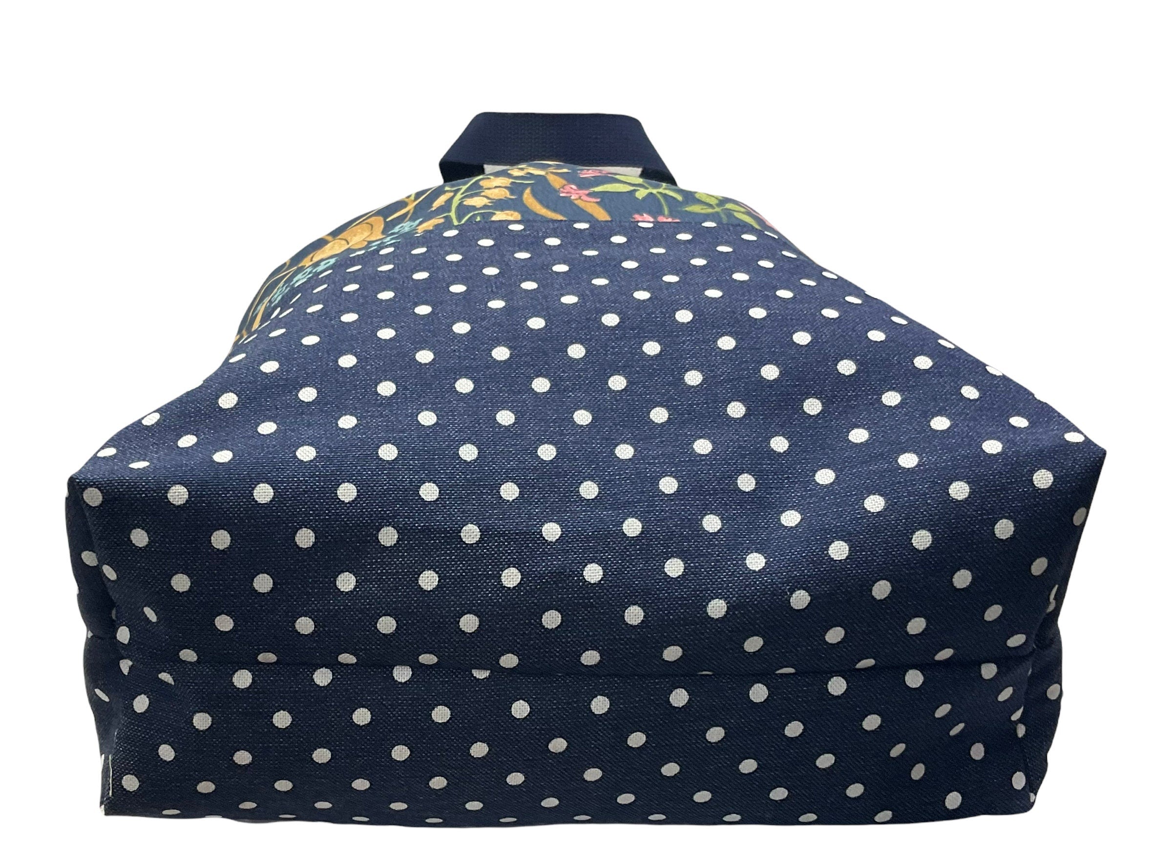 Extra Large canvas drawstring knitting bag with floral  print, multi pockets project  bag with handles, flower lover gift