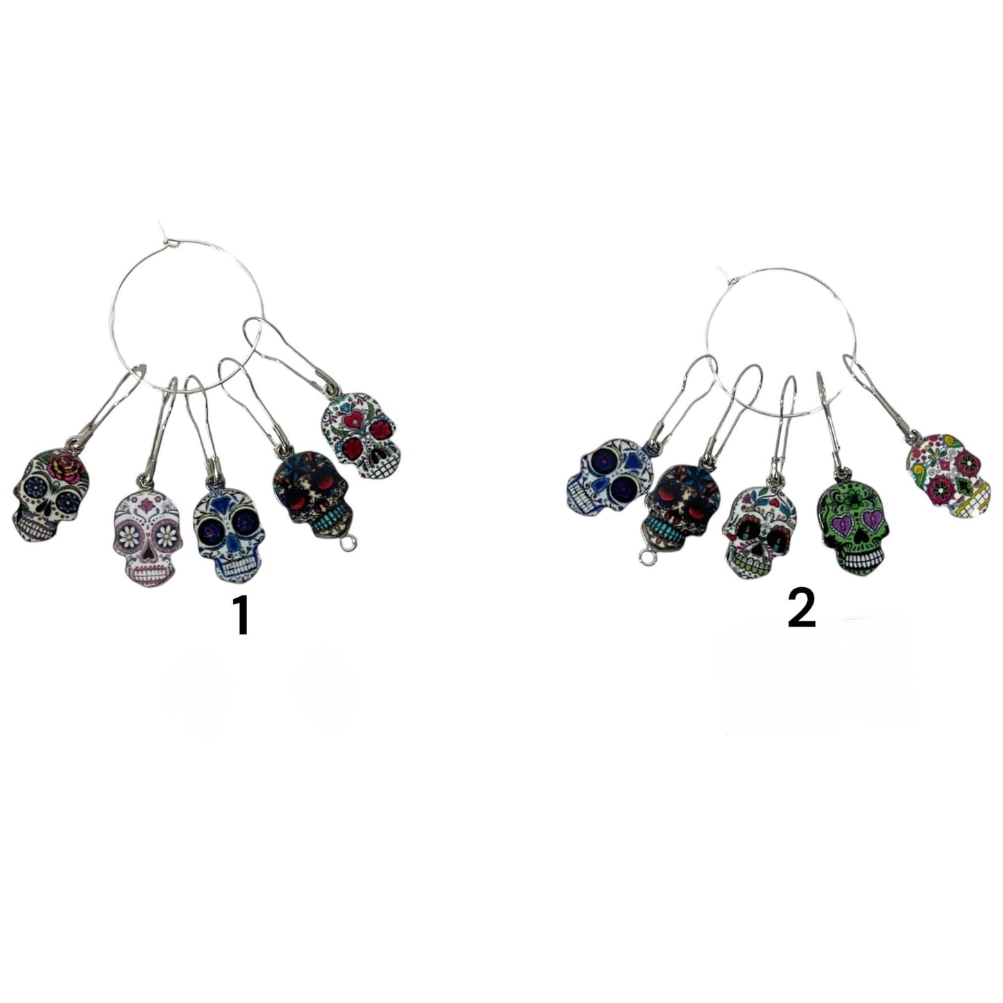 enamelled Skull Stitch markers for knitting and crochet
