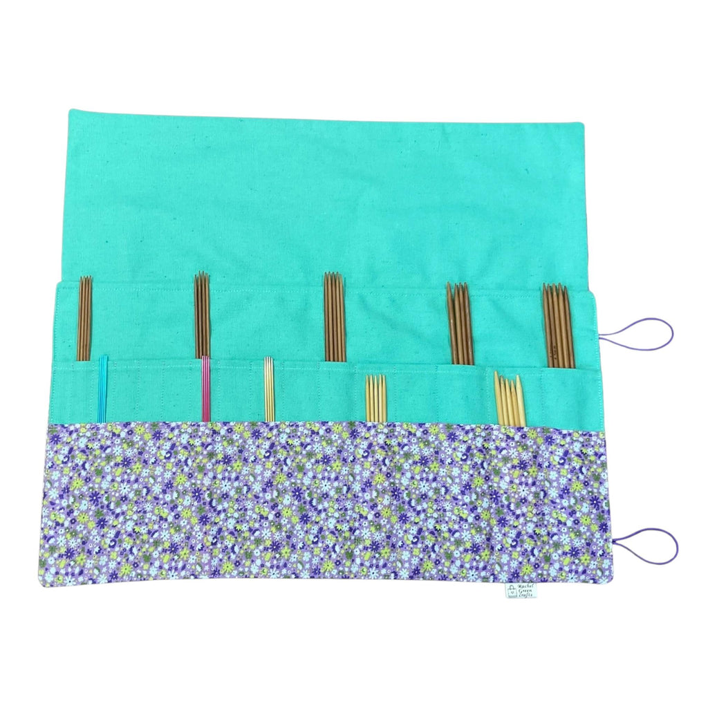 Double pointed knitting needle case made in Liberty floral fabric,  DPN or crochet hook case, sock knitters gift,