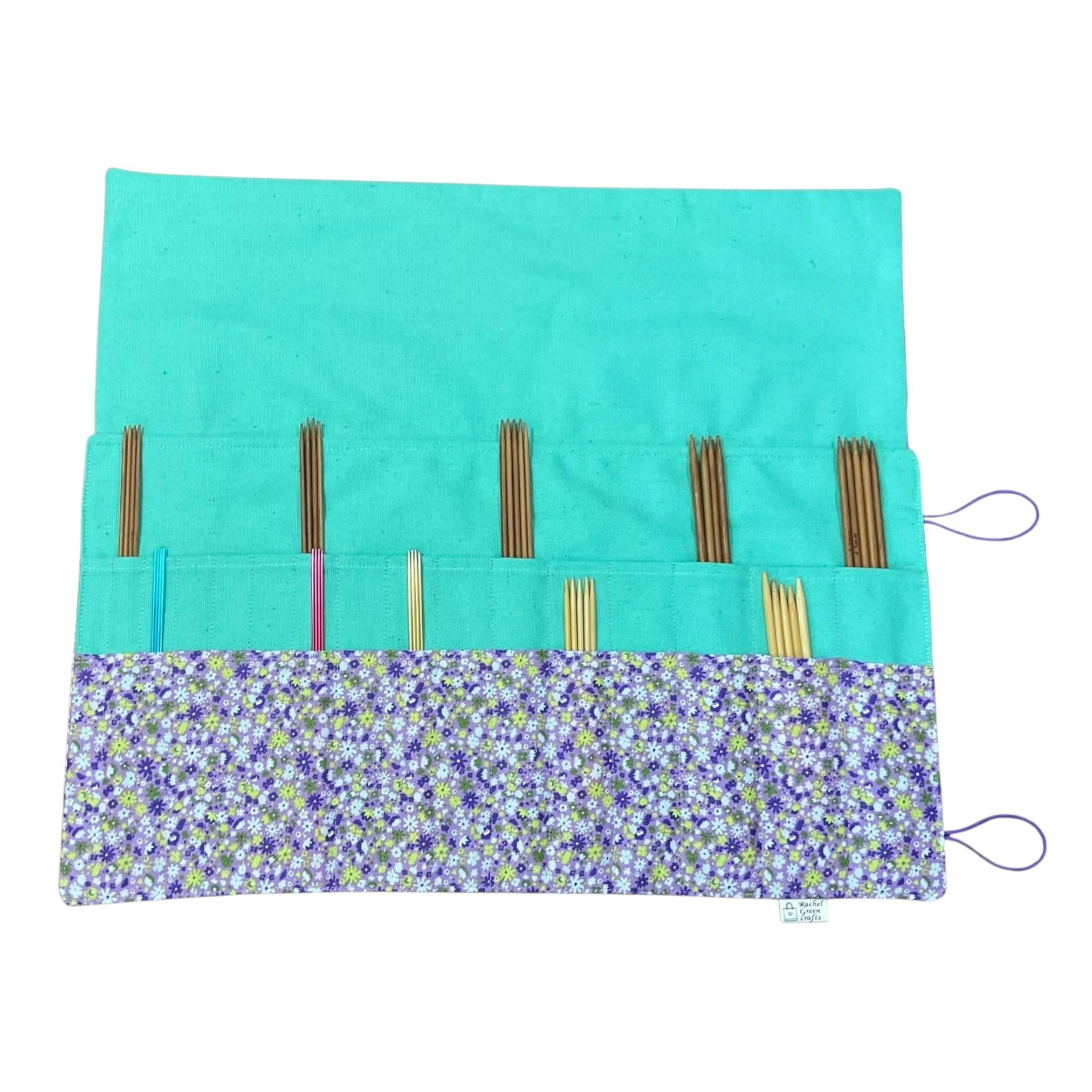 Double pointed knitting needle case made in Liberty floral fabric,  DPN or crochet hook case, sock knitters gift,