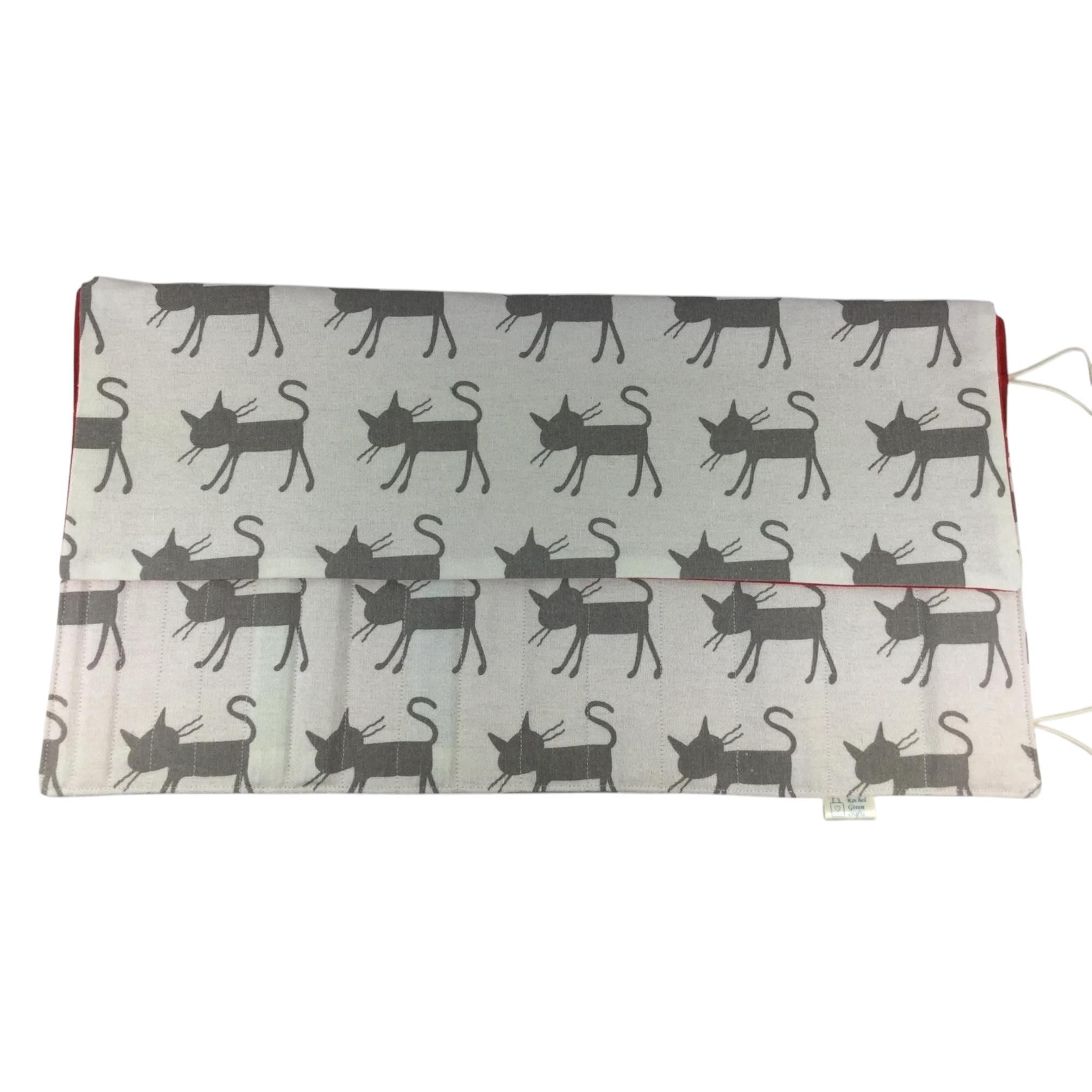 Double pointed knitting needle case with cats,  DPN or crochet hook case, sock knitters gift,