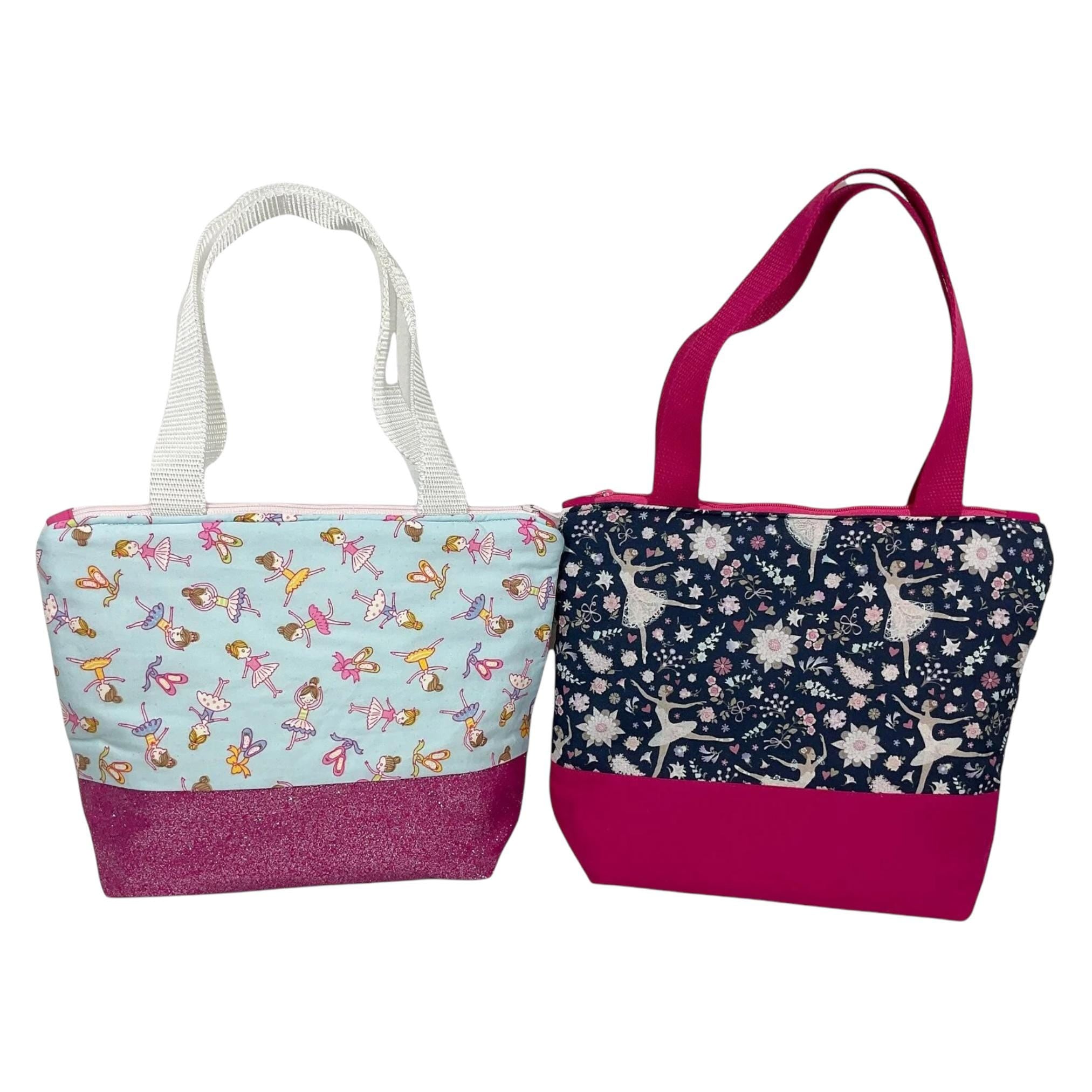 Girls toiletries  bag, ballet bag, small tote bag, glittery pink bag, ballerina tote, girls wash bag, waterproof bag, pink cosmetics bag