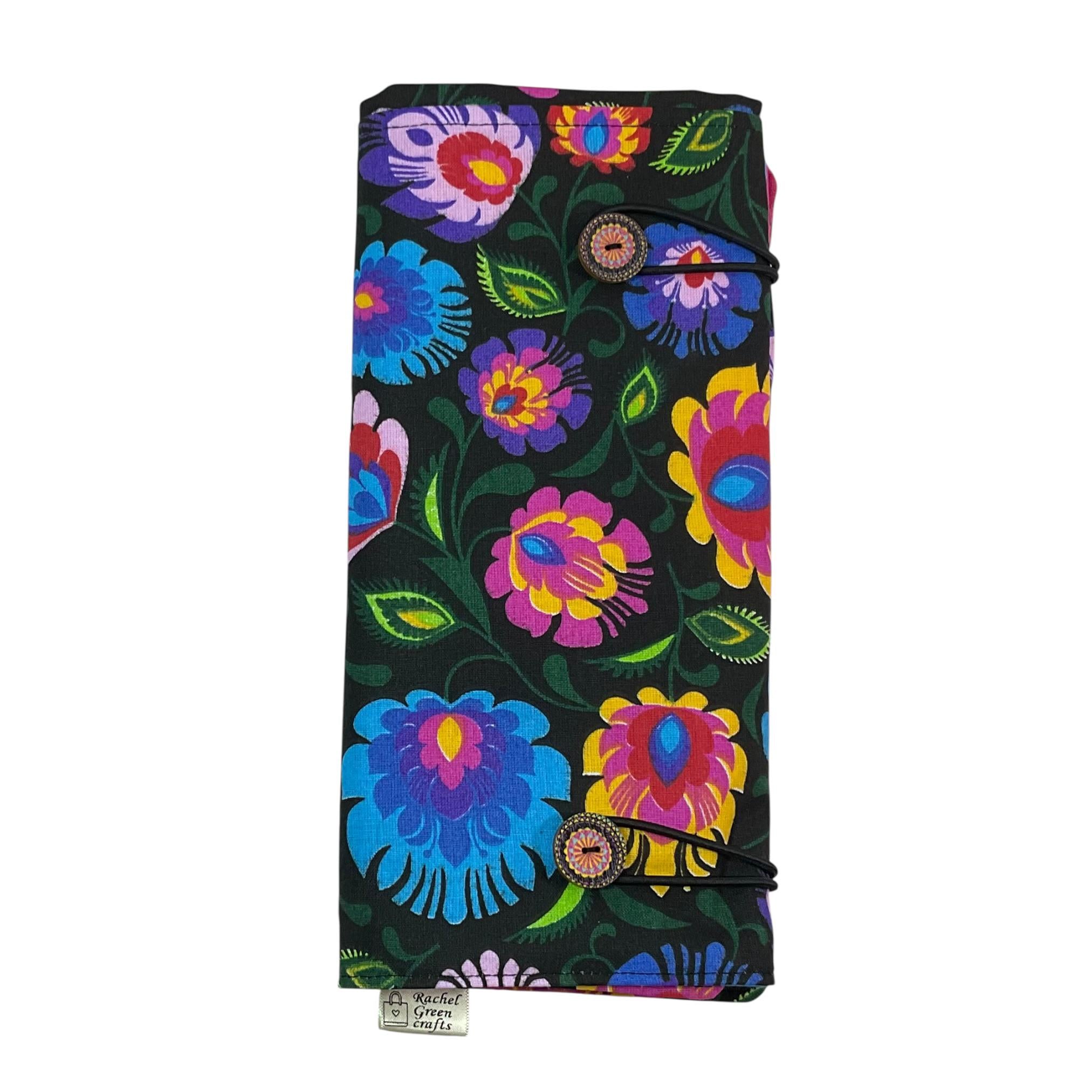Double pointed floral knitting needle case, sock needle roll,  organiser, knitters gift