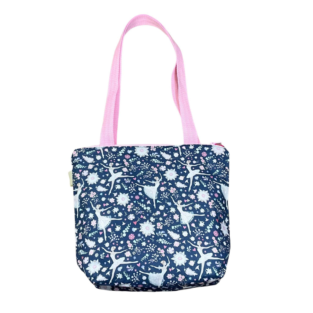 Small tote bag with zip, girls glittery mermaids shoulder bag, ballerina mini tote, child's unicorn book bag, fully lined project bag