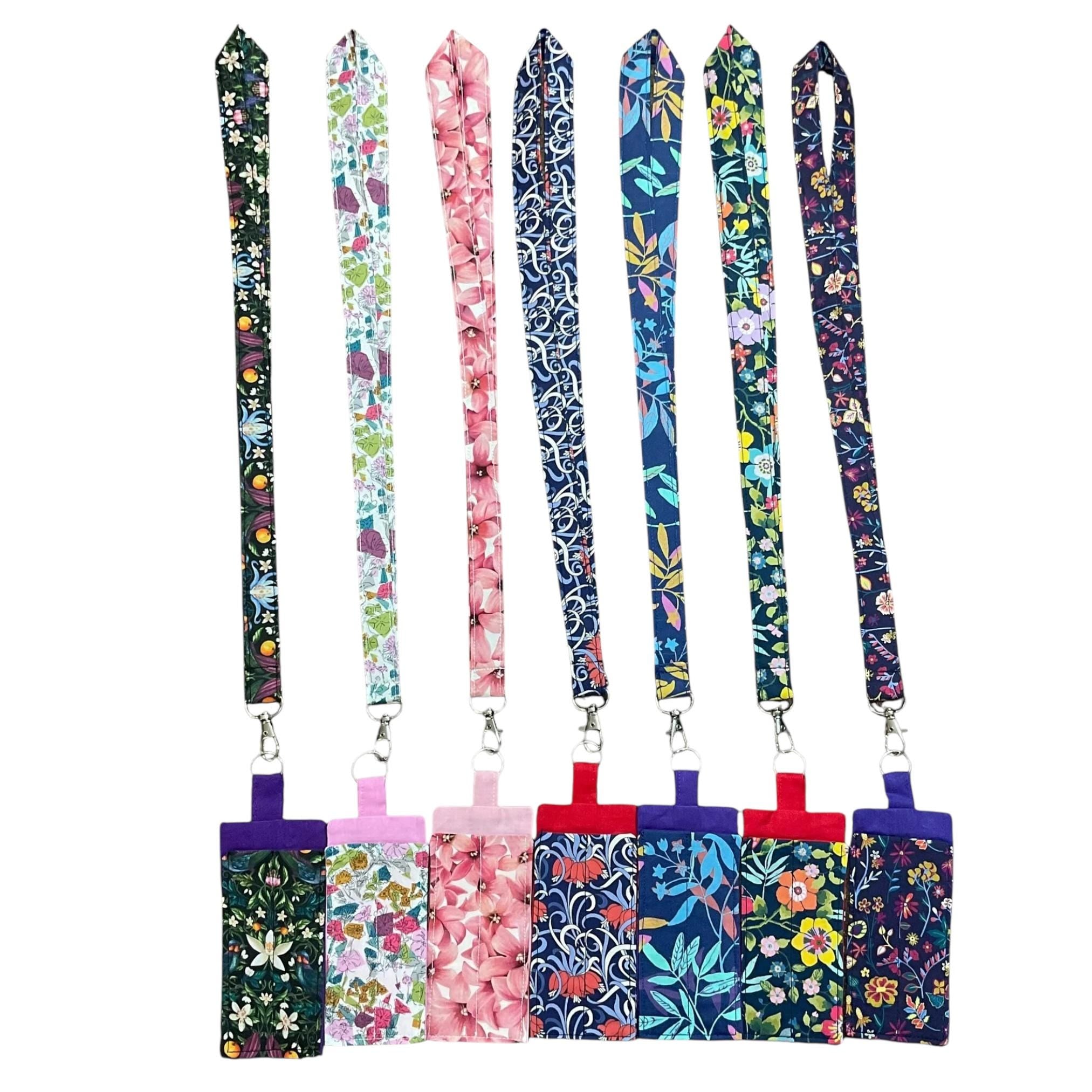 Liberty fabric neck lanyard with detachable pen holder, ID name tag holder in floral prints, teacher gift