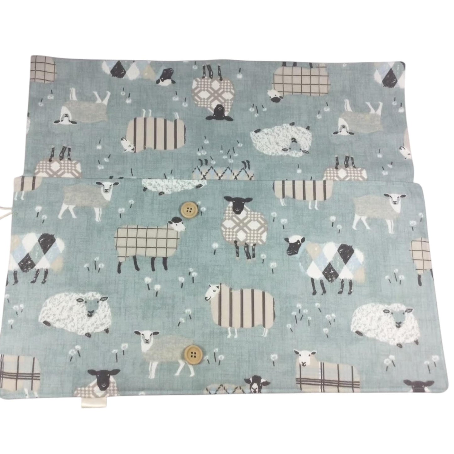Double pointed knitting needle case with blue sheep