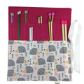 Straight knitting needle case with hedgehogs ,woodland animals needle roll,  knitting accessories , knitters gift, storage, organiser