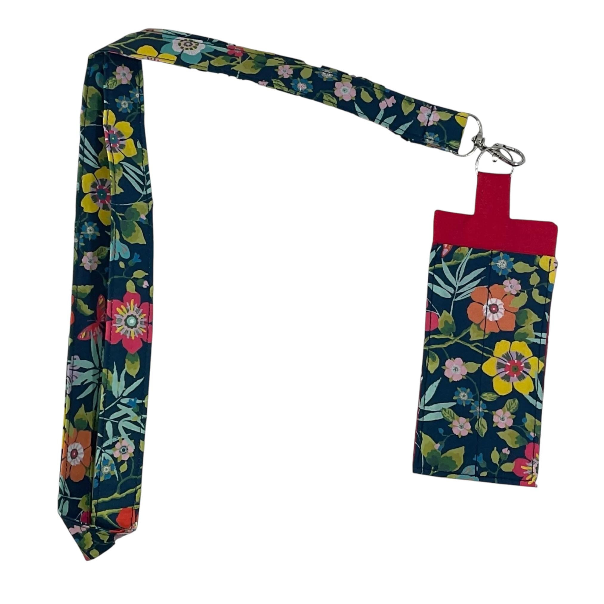 Liberty fabric neck lanyard with detachable pen holder, ID name tag holder in floral prints, teacher gift