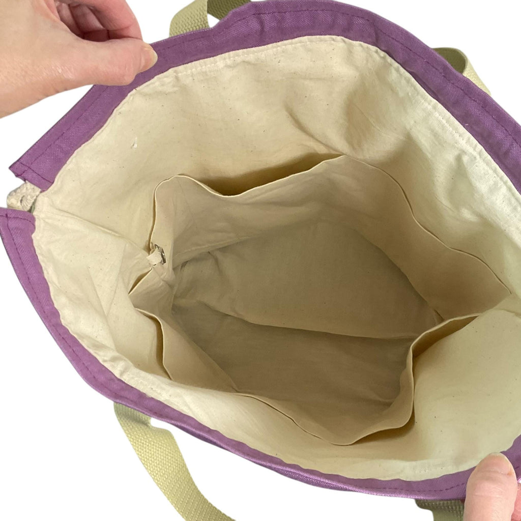 Extra Large canvas drawstring knitting bag with llamas print, multi pockets project bag with handles