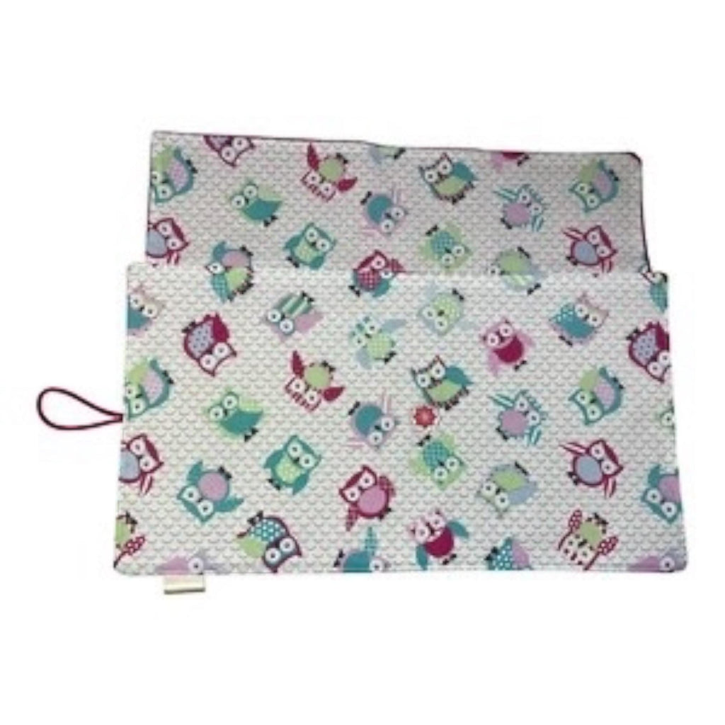 Circular needle case with owls,  fixed circular pouch, sock needle knitting roll, knitters gift, needle holder,