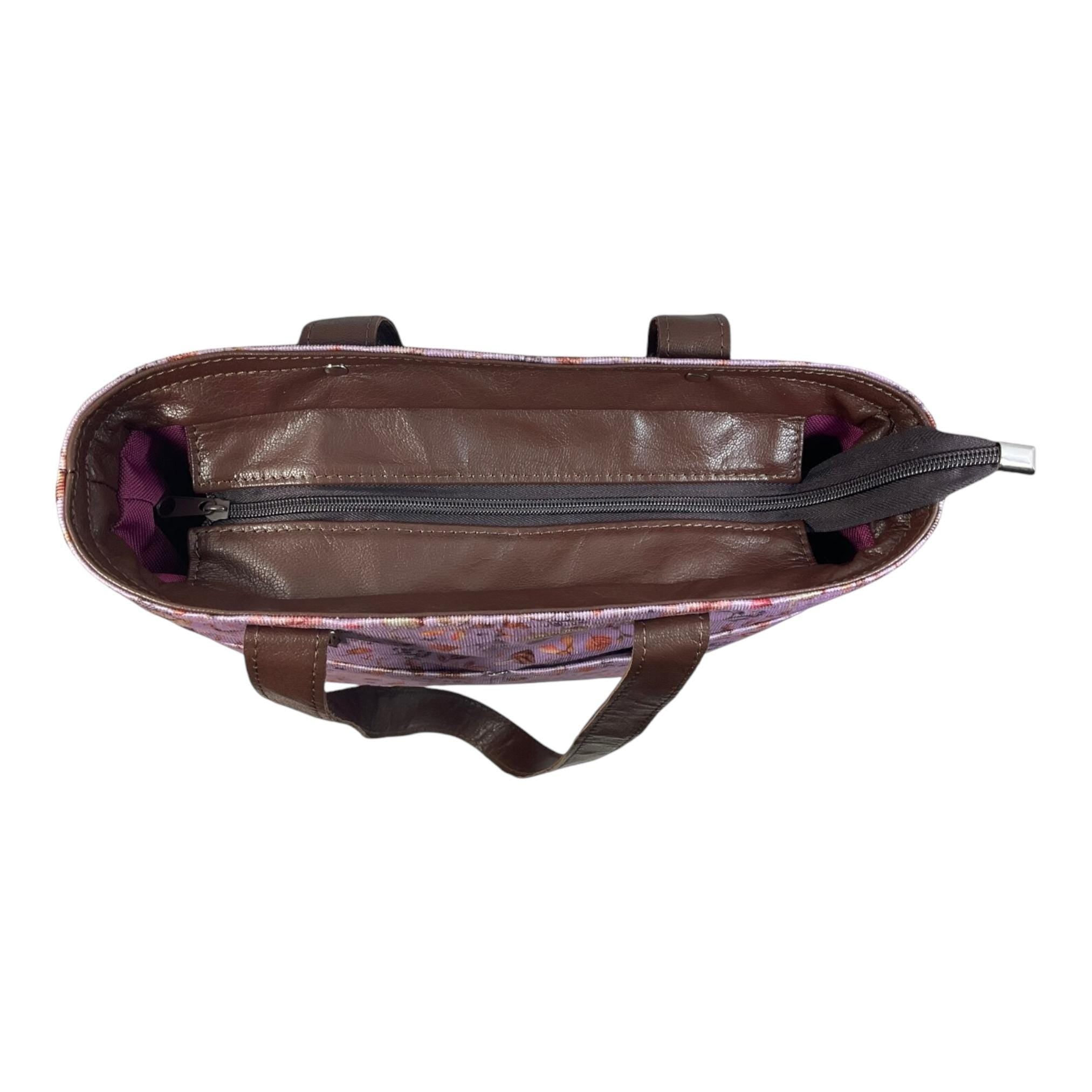 Woodland Floral Corduroy Tote Bag: Leather Accents, Structured Shoulder Bag