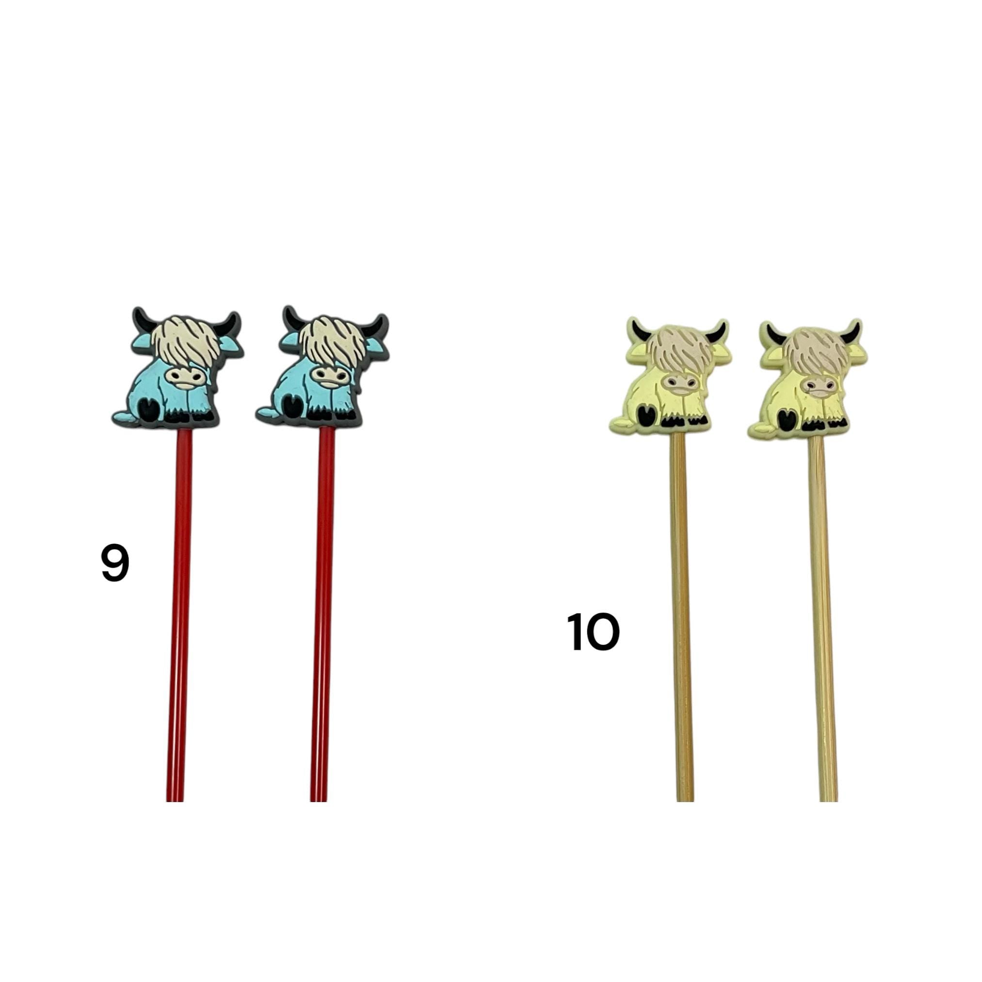 Highland Cow stitch stopper, knitting point protector, Silicone needle end