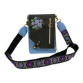 Vegan phone shoulder bag made of faux leather with multi pockets, phone size embroidered messenger style sling crossbody pouch, ladies gift