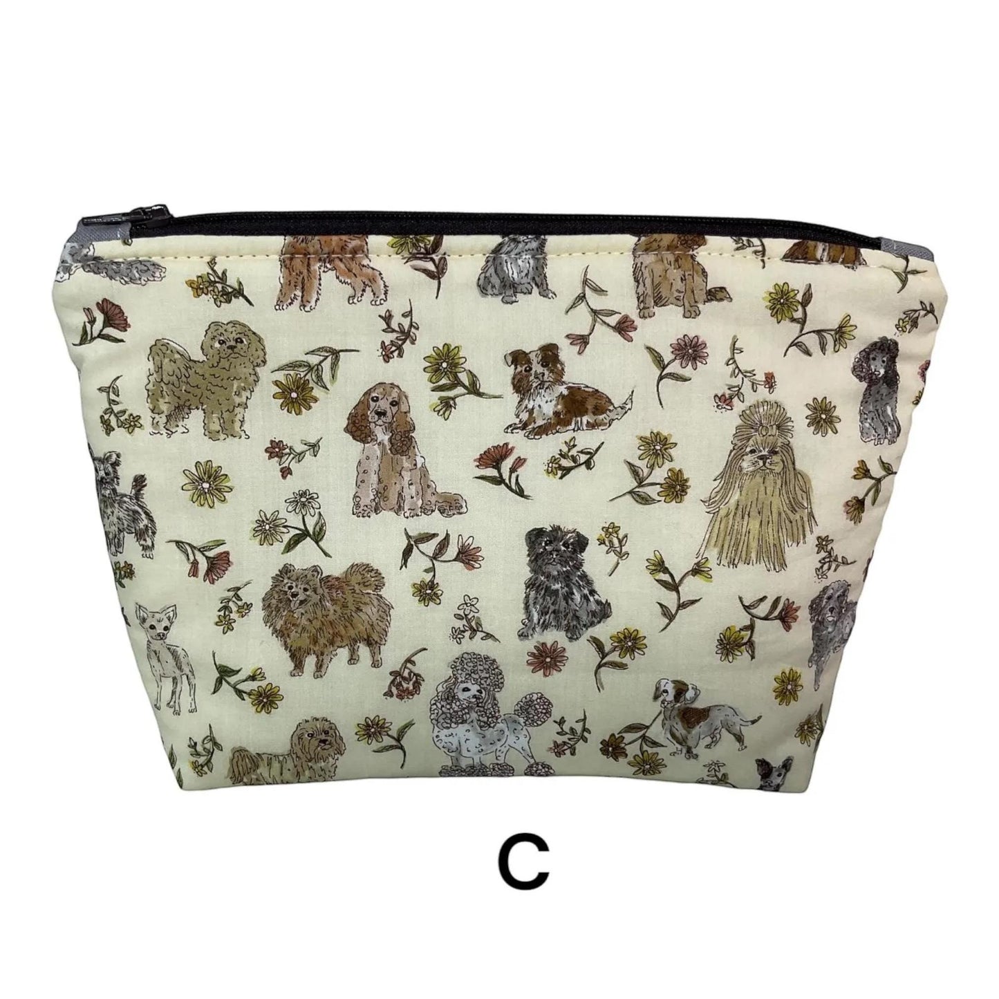Cosmetics pouch in Liberty pet print fabric