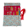 Liberty floral print Straight knitting needle case, bird needle roll, ribbon tie storage, crafting accessories, knitters gift, organiser