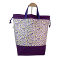 Liberty fabric Extra Large drawstring knitting bag with floral print, multi pockets project  bag with handle, flower lover gift