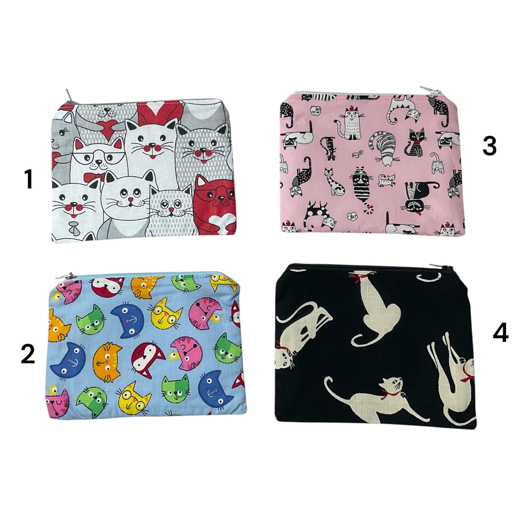 Small Zip Pouch: Cat Coin Purse, Knitting Notions Case