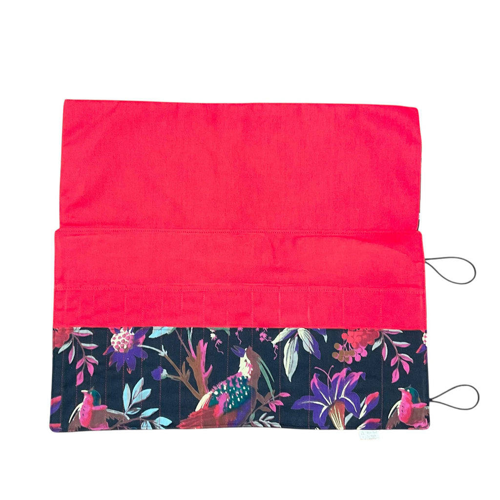 Double pointed floral and bird knitting needle case, straight needle case, sock needle pouch, knitters gift