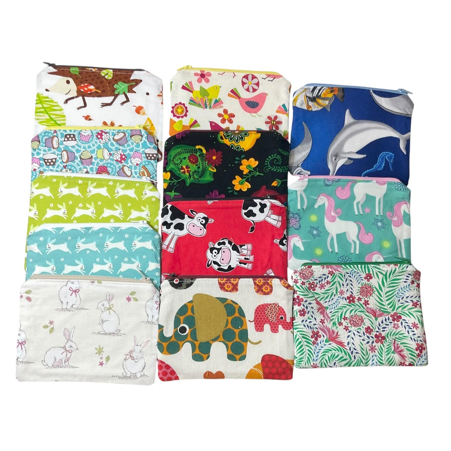 Small zip pouch with various prints