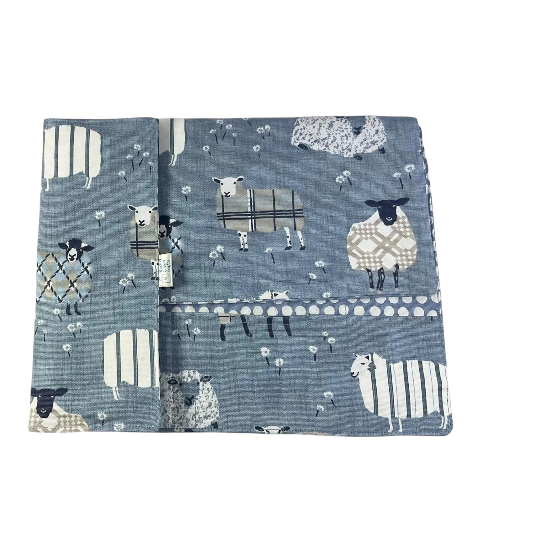 interchangeable and double pointed needle case with blue sheep, knitting needle pouch, hiya hiya case, knit pro wallet