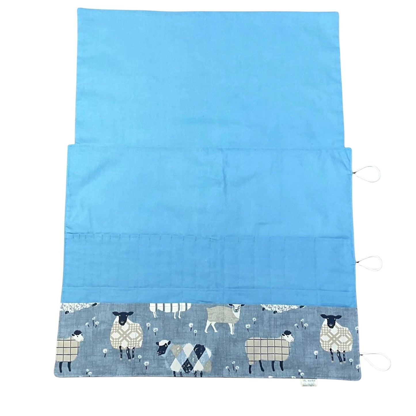 Straight and circular knitting needle case with blue sheep