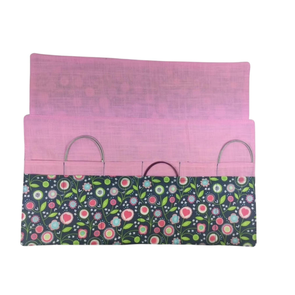 Circular needle case, floral  needle case, fixed circular case, sock needles case, knitting needle roll, knitters gift, needle holder,