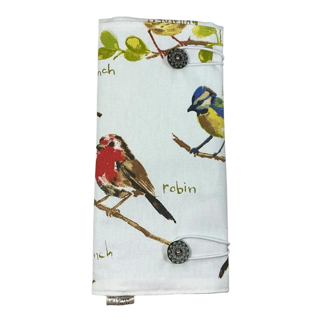 Double pointed knitting needle case with birds, garden lovers DPN Case, sock knitters gift
