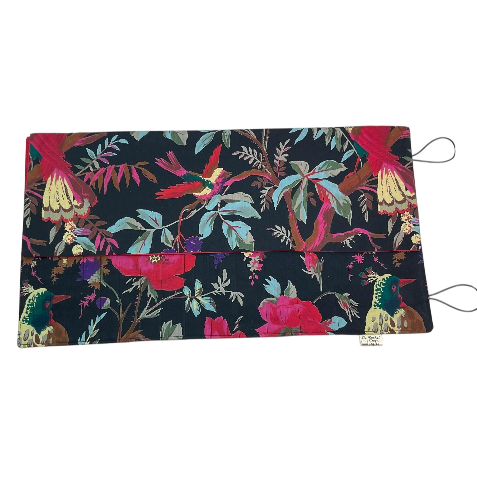 Double pointed case, floral and bird DPN Case, knitting needle case, crochet hook case, knitting roll, needle organiser, sock needle case