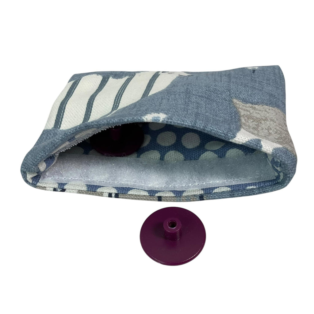 interchangeable and double pointed needle case with blue sheep, knitting needle pouch, hiya hiya case, knit pro wallet