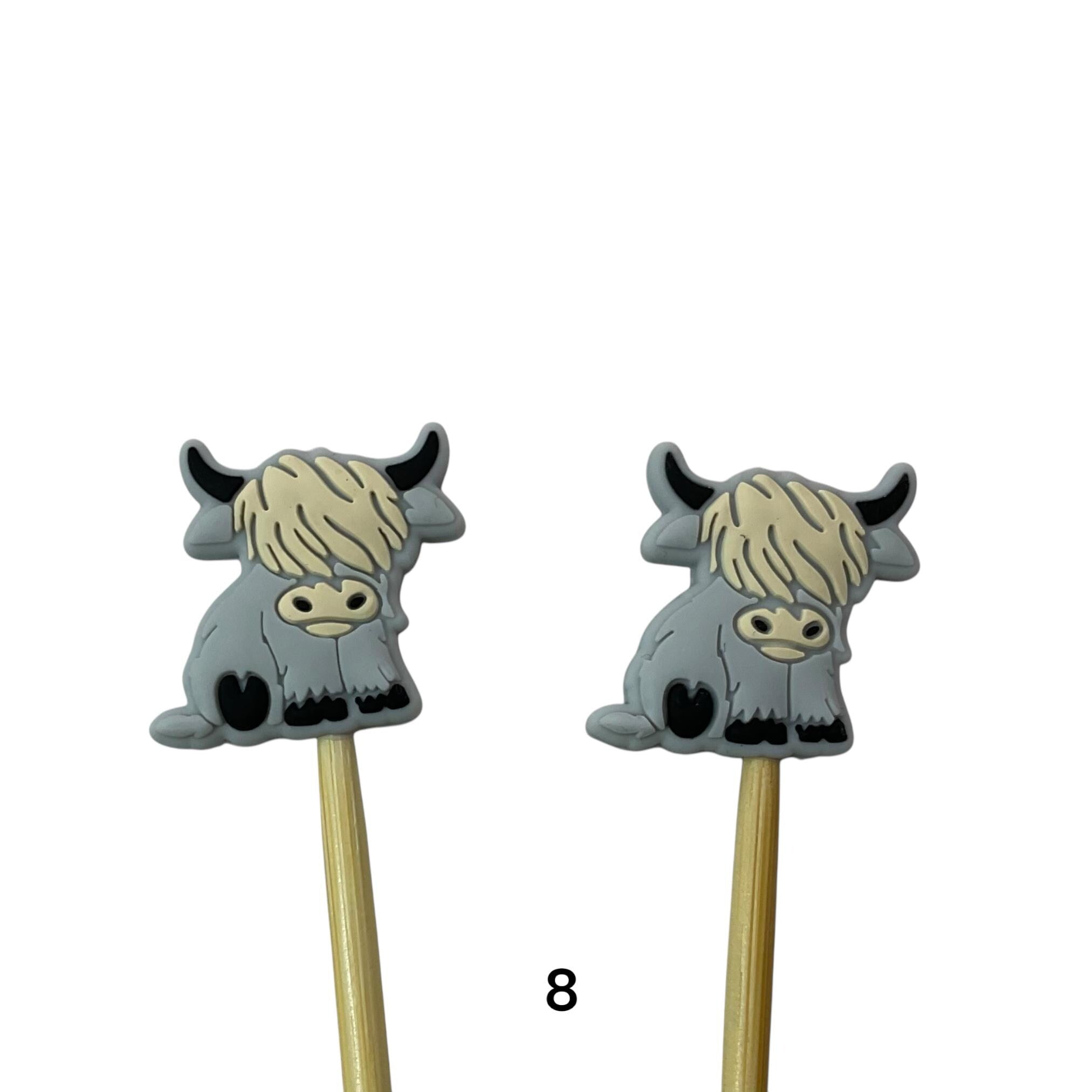 Highland Cow stitch stopper, knitting point protector, Silicone needle end