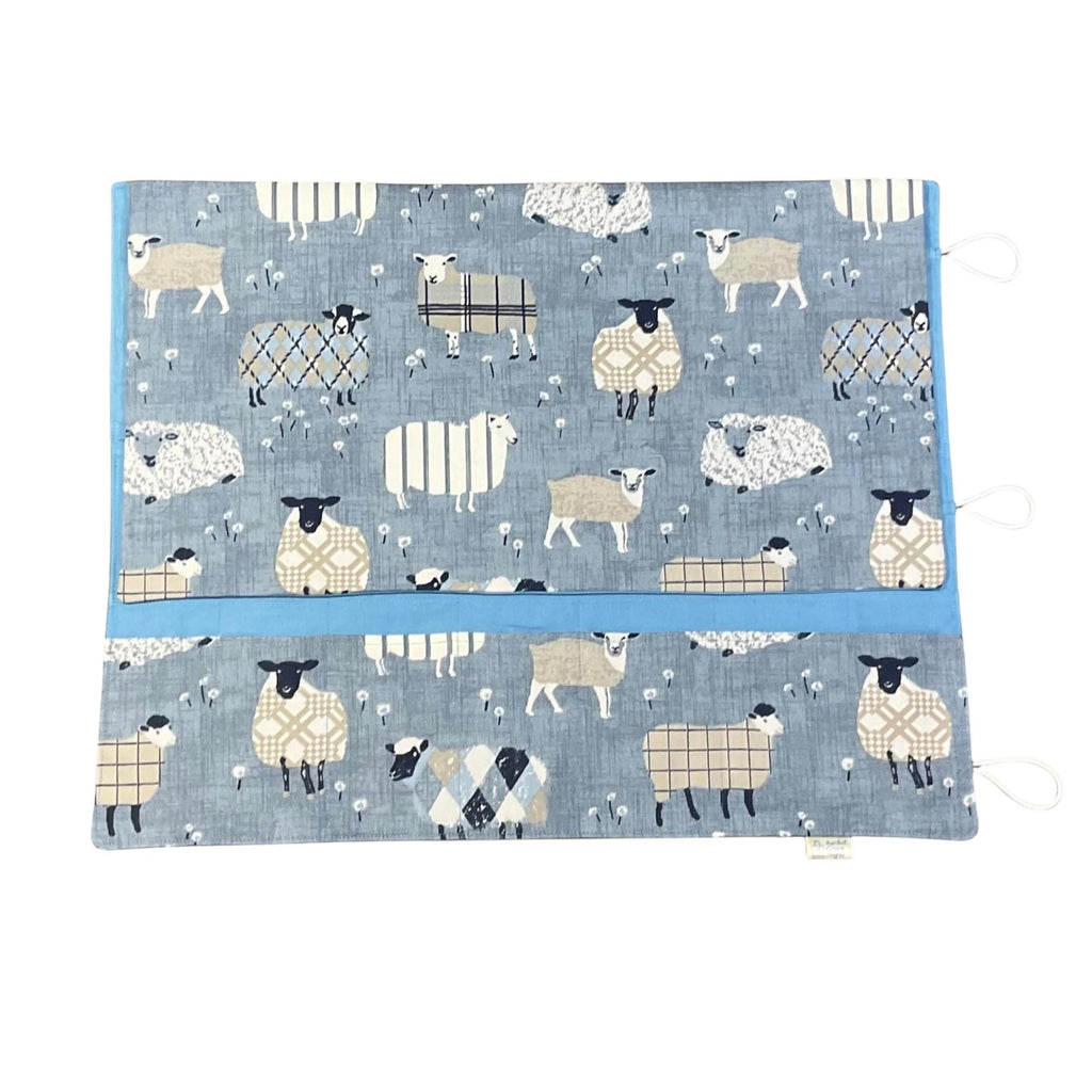 Straight and circular knitting needle case with blue sheep, knitting needle pouch,  needle storage, long needles wallet, fixed sock needle