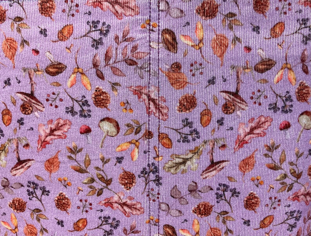 Woodland Floral Corduroy Tote Bag: Leather Accents, Structured Shoulder Bag