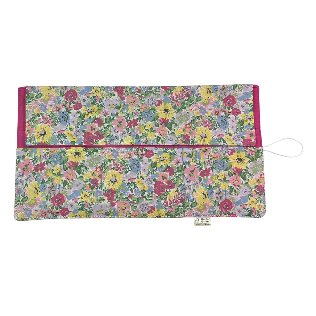 Circular needle case made from Liberty floral fabric, fixed circular sock needle pouch, knitting needle roll, knitters gift, needle holder,