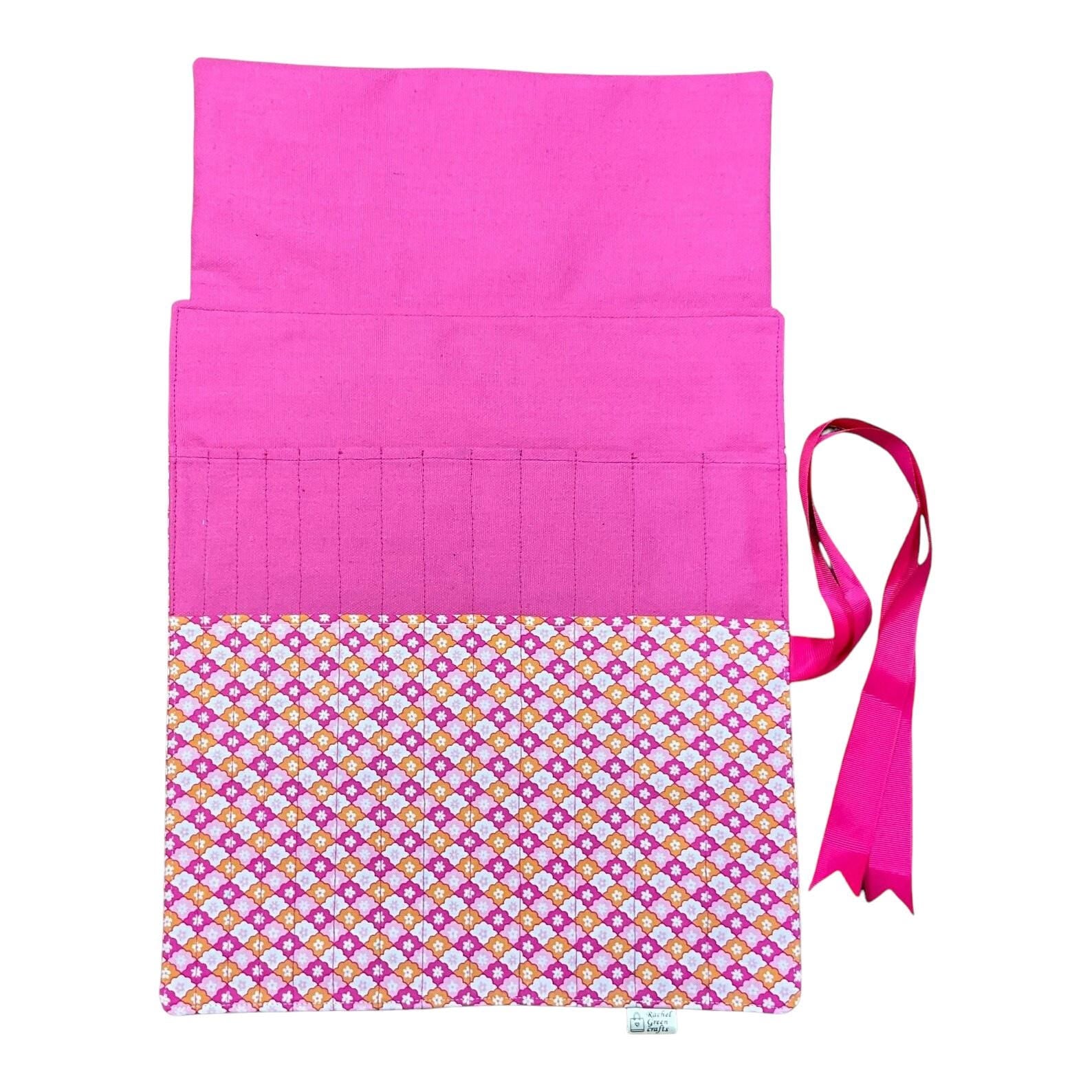 Liberty floral print Straight knitting needle case, needle roll, ribbon tie storage, knitting accessories, knitters gift,needle organiser