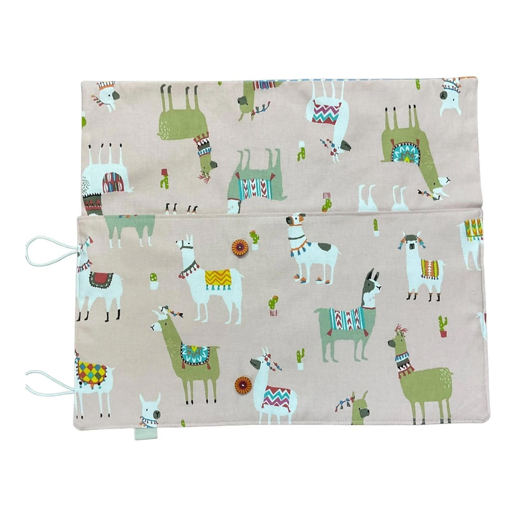 Double pointed knitting needle case with llamas, alpaca DPN or crochet hook case, sock knitters gift,