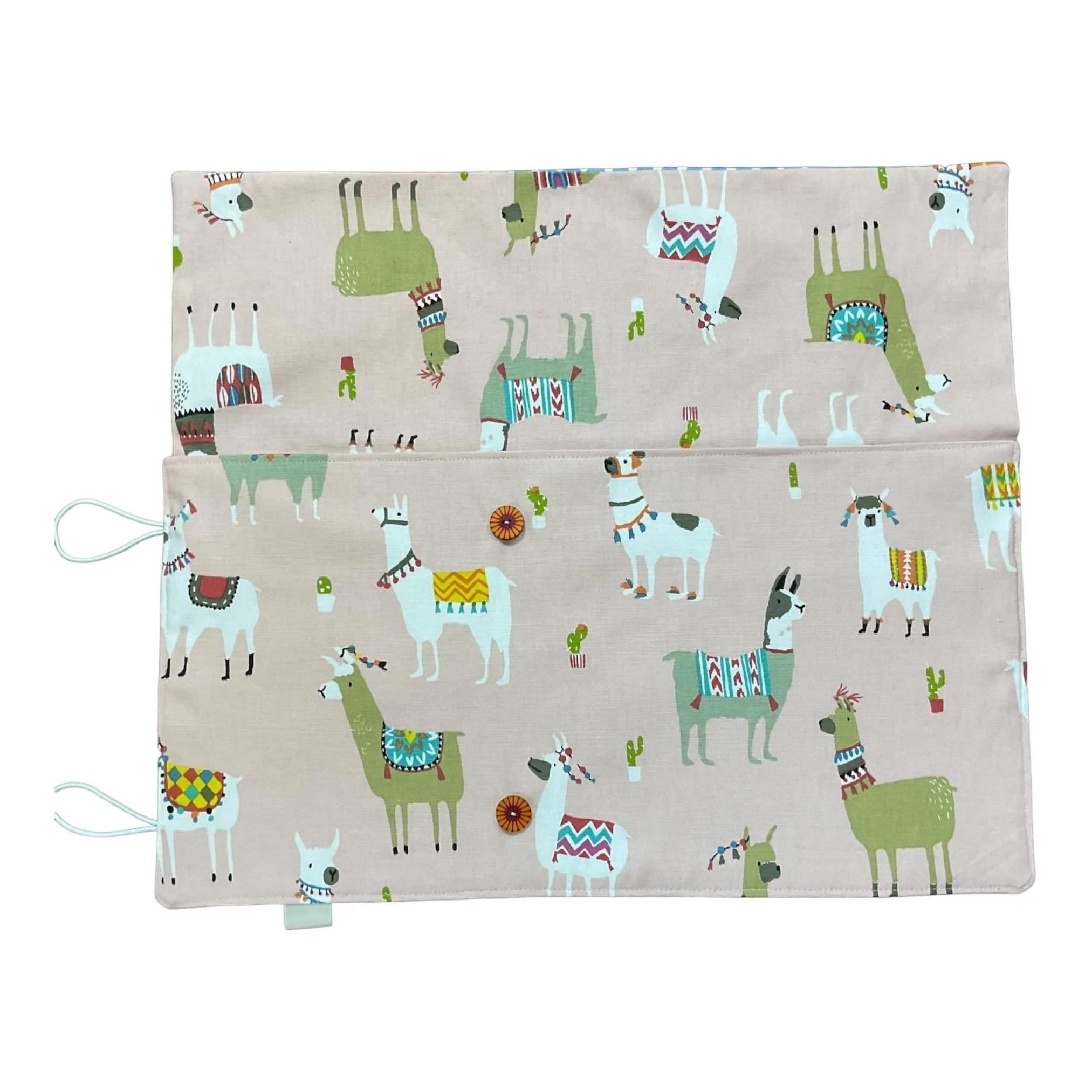Double pointed knitting needle case with llamas, alpaca DPN or crochet hook case, sock knitters gift,