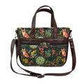 Crossbody Handbag in fox and squirrel print,  made in chocolate shade faux leather,  large woodland shoulder tote, zip pocket,  ladies gift