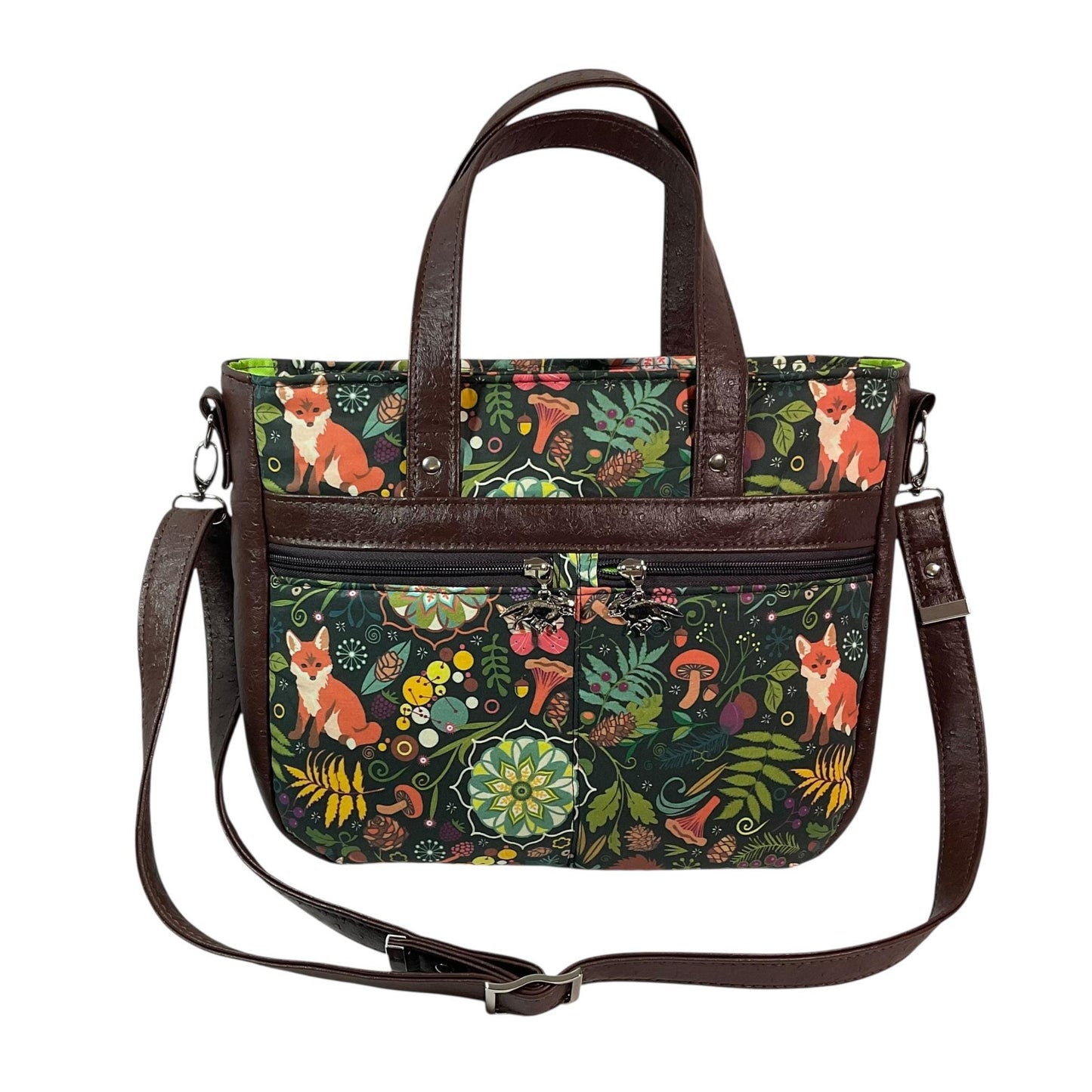 faux leather Crossbody Handbag in fox and squirrel print