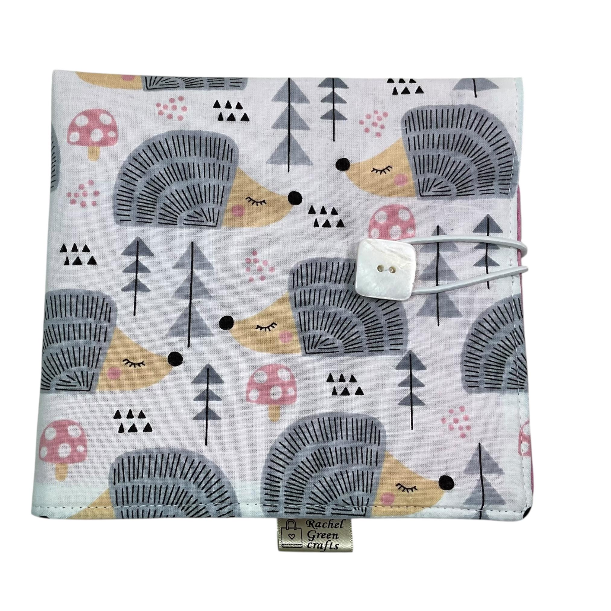 Interchangeable knitting needle case with hedgehogs, holds 2 sets, addi case, chiagoo wallet, woodland  knit pro organiser, hiya hiya pouch