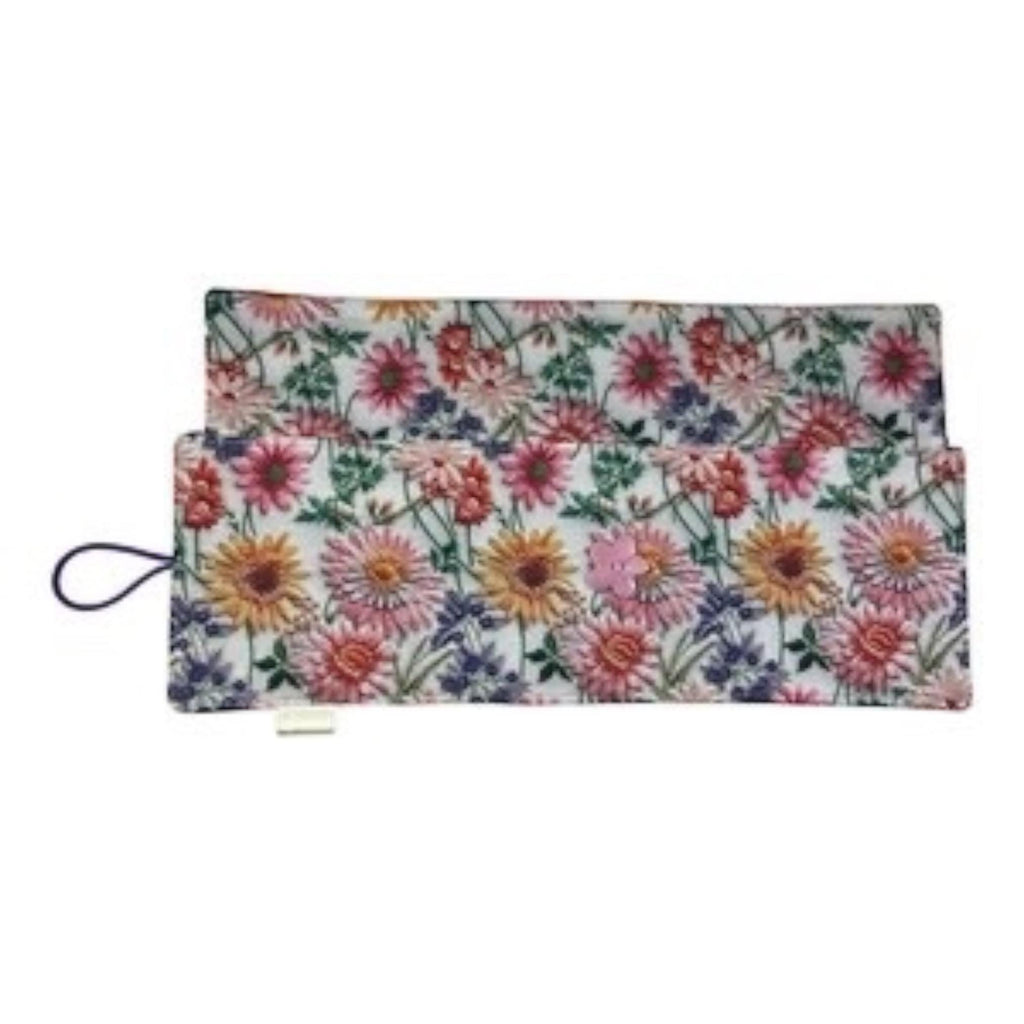 Circular needle case for short needles in floral print, needle wallet, fixed 16" case, 9" sock needles, 12" , knitters gift, needle holder,