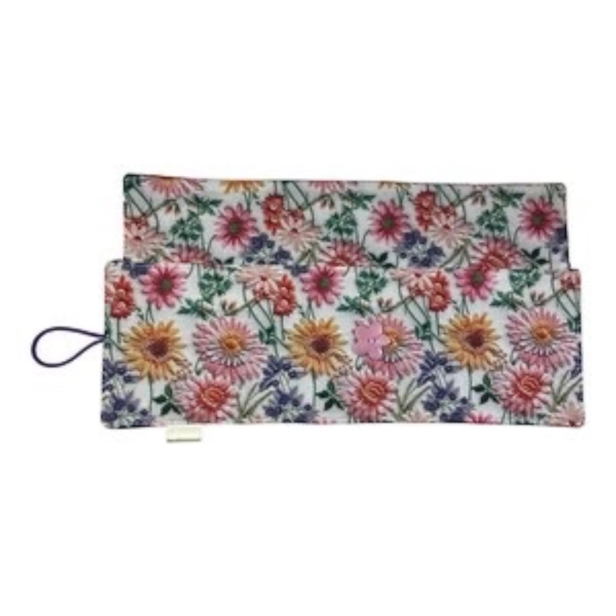 Circular needle case for short needles in floral print, needle wallet, fixed 16" case, 9" sock needles, 12" , knitters gift, needle holder,