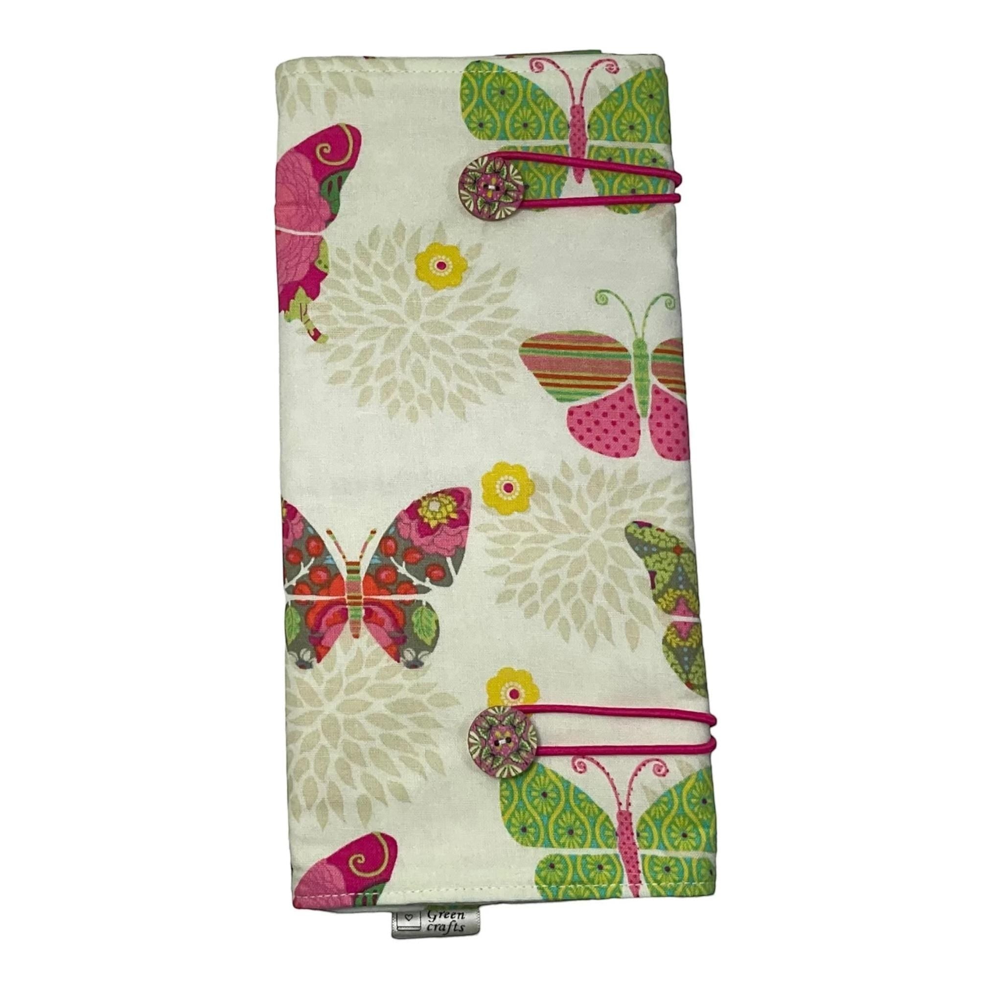 Double pointed knitting needle case with butterflies,  DPN or crochet hook case, sock knitters gift,