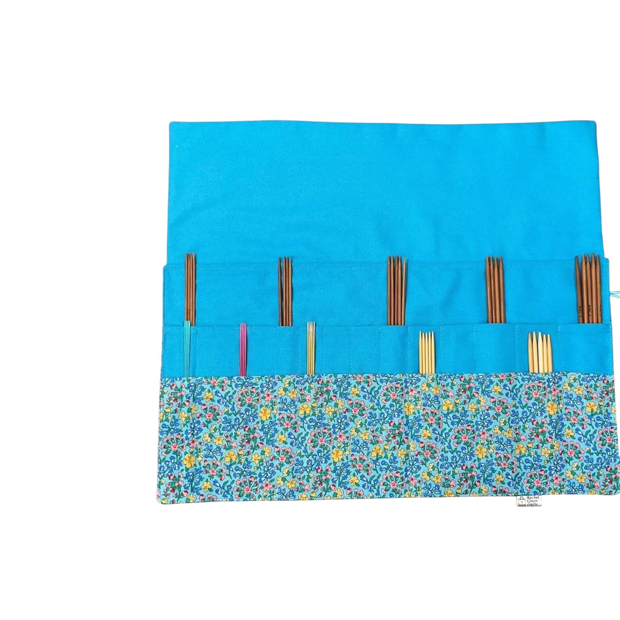 Double pointed knitting needle case made in Liberty floral fabric,  DPN or crochet hook case, sock knitters gift,