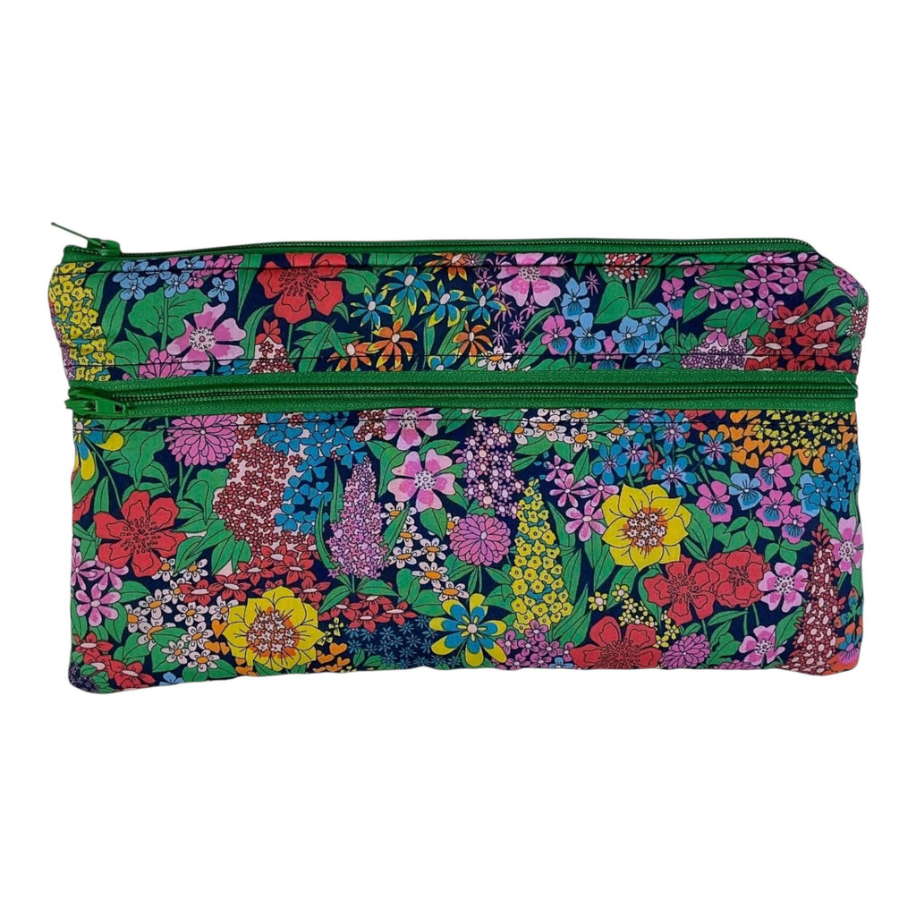 Liberty fabric two zip pocket pouch, double pocket case, 2 pocket zipper floral water resistant case, ladies gift, girls privacy pouch