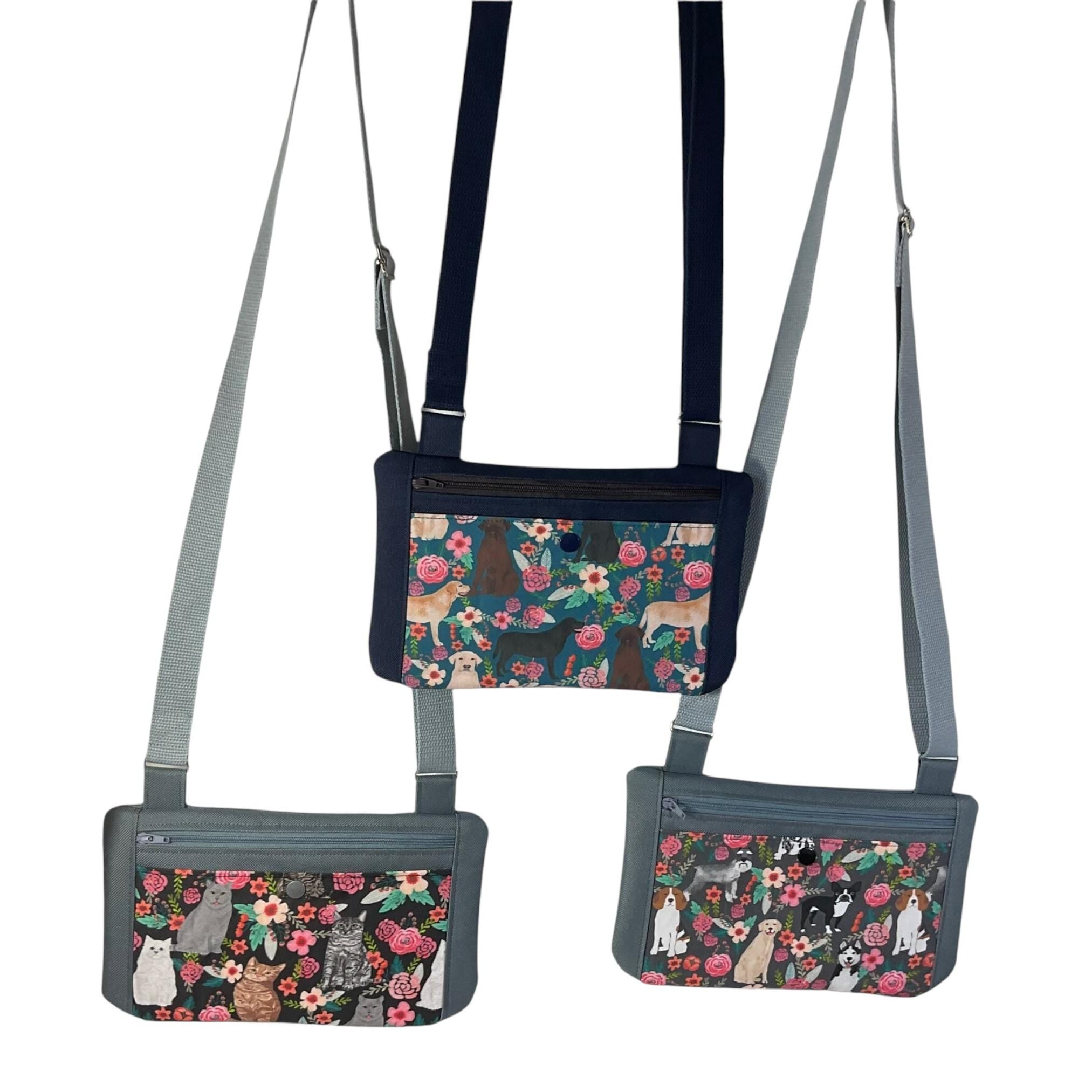 Small shoulder phone bag, flat dog  print Pouch, cat breeds handbag,Labrador lover gift,  teenager purse, essentials bag, pet  owner gift