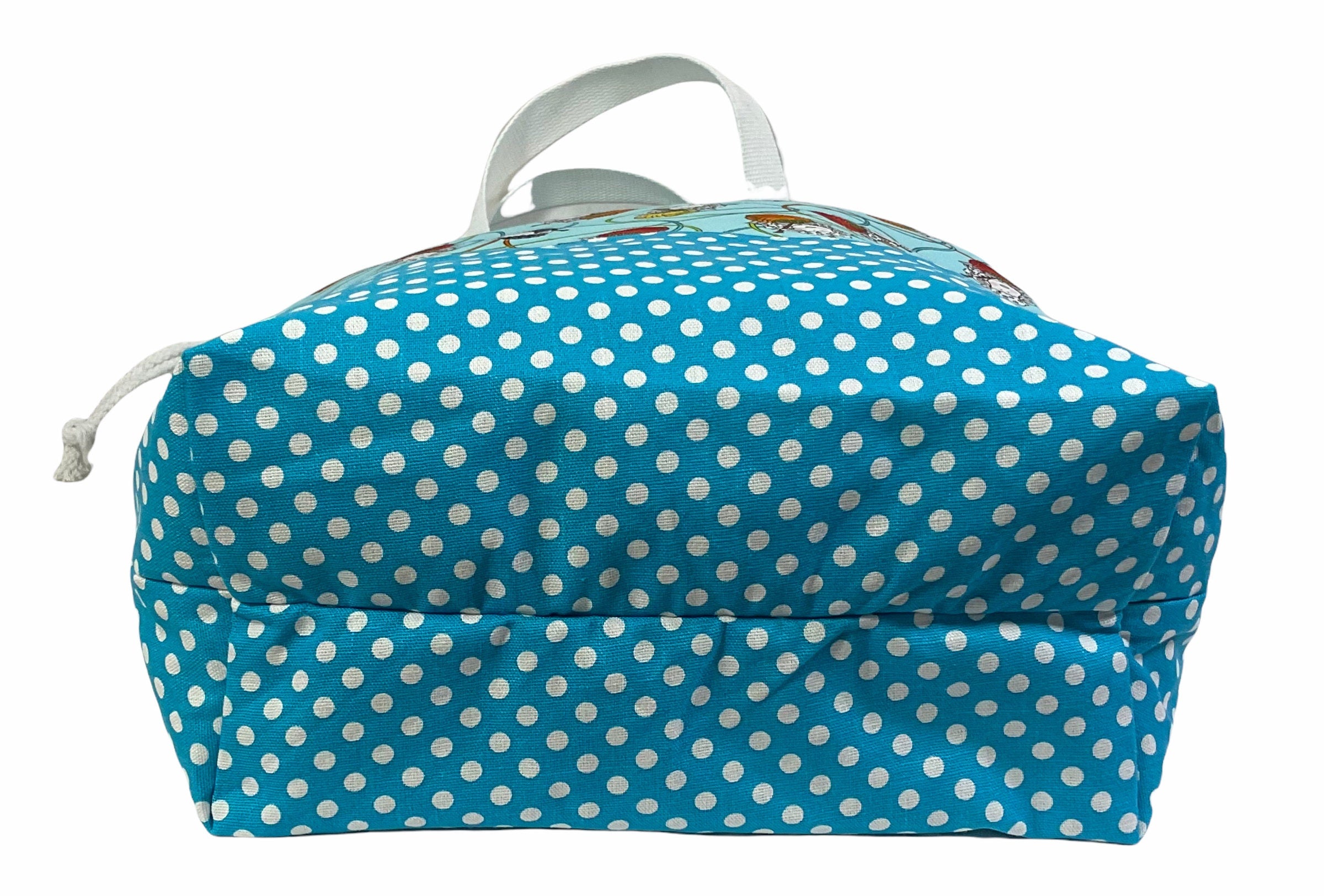 Extra Large drawstring knitting bag with sheep print, multi pockets project bag with handles
