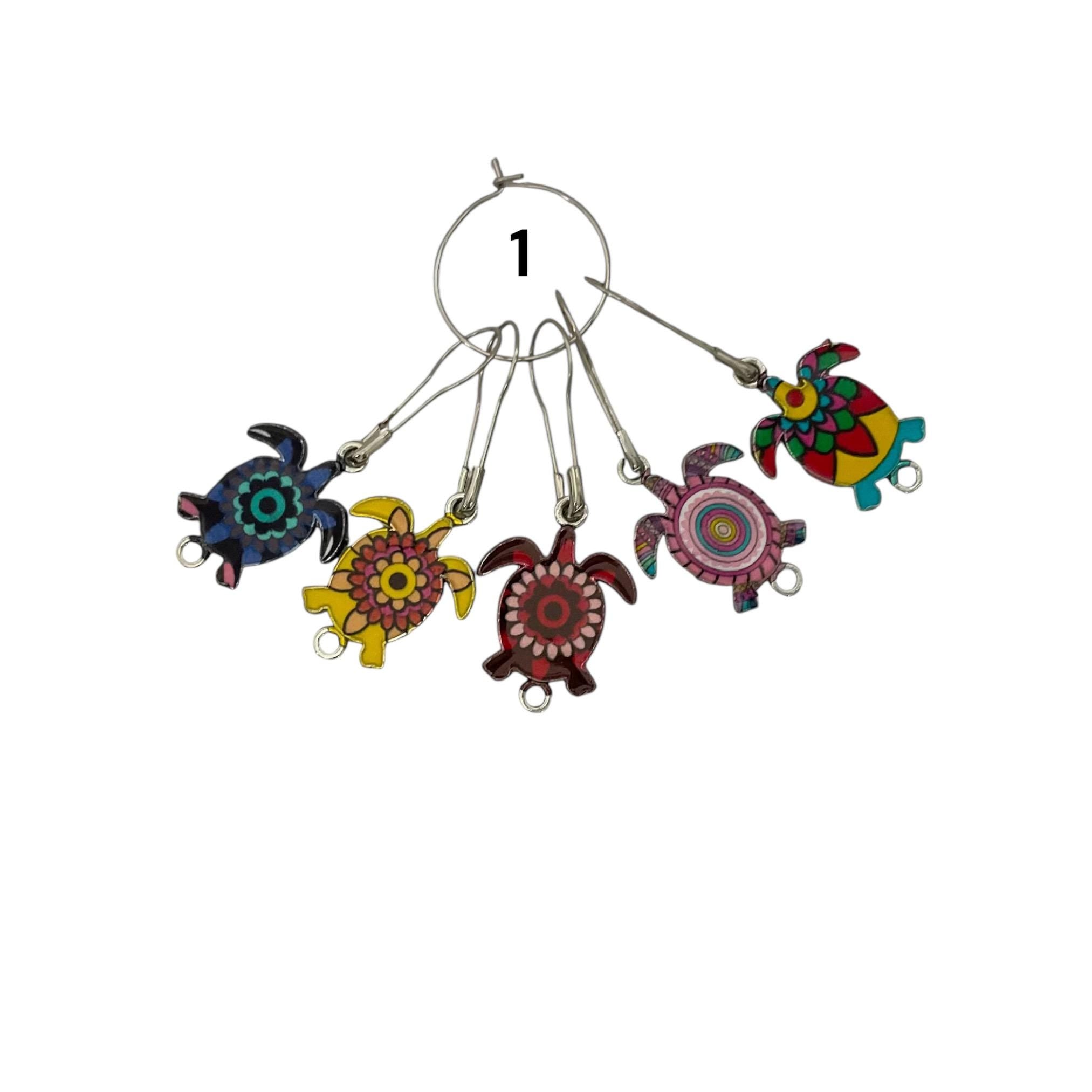 Turtle or tortoise Stitch markers for knitting and crochet, enamel colourful progress charms, lace markers, reptile lover gift, place keeper